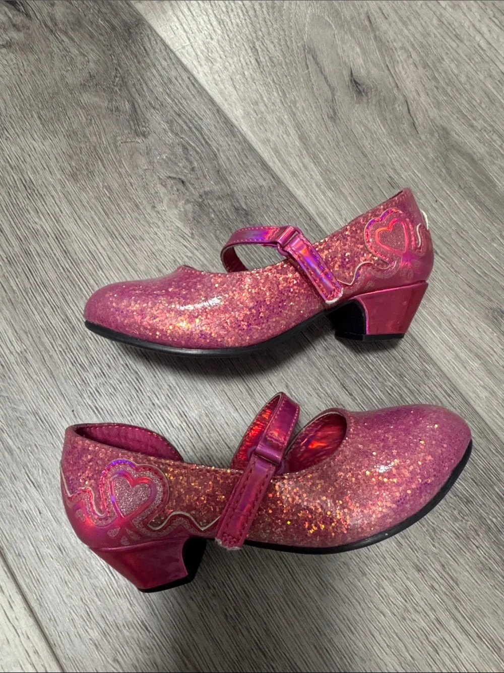Disney Girls' Magenta Glitter Princess Mary Jane Shoes